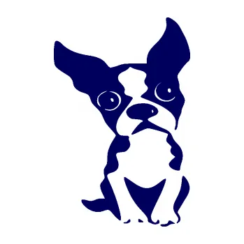 Polep vozidla SAMOLEPKA Pes 135 pravá bostonský teriér (23 - tmavě modrá) NA AUTO, NÁLEPKA, FÓLIE, POLEP, TUNING, VLASTNÍ TEXT, TISK, AUTOSAMOLEPKY.cz, POLEPY, OBRÁZEK, LOGO, SAMOLEPKY