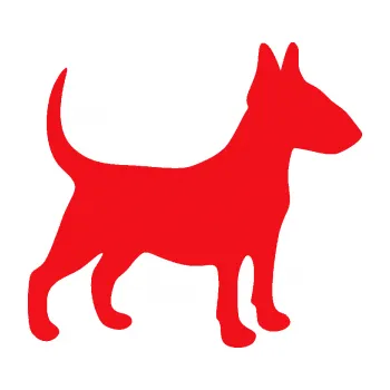 Polep vozidla SAMOLEPKA Pes 110 pravá Bulteriér (10 - červená) NA AUTO, NÁLEPKA, FÓLIE, POLEP, TUNING, VLASTNÍ TEXT, TISK, AUTOSAMOLEPKY.cz, POLEPY, OBRÁZEK, LOGO, SAMOLEPKY