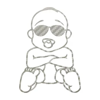 Samolepicí dekorace na vozidlo Dítě v autě 074 mimčo s brýlemi (52 - 3D karbon stříbrný) SAMOLEPKA NA AUTO, NÁLEPKA, FÓLIE, POLEP, TUNING, VLASTNÍ TEXT, TISK, AUTOSAMOLEPKY.cz, POLEPY, OBRÁZEK, LOGO, 3D STICKERS