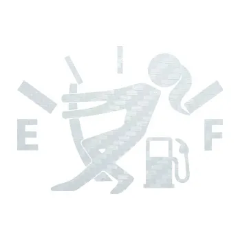 Samolepicí dekorace na vozidlo Prázdná nádrž 002 palivoměr, varianta s ženou (51 - 3D karbon bílý) SAMOLEPKA NA AUTO, NÁLEPKA, FÓLIE, POLEP, TUNING, VLASTNÍ TEXT, TISK, AUTOSAMOLEPKY.cz, POLEPY, OBRÁZEK, LOGO, 3D STICKERS