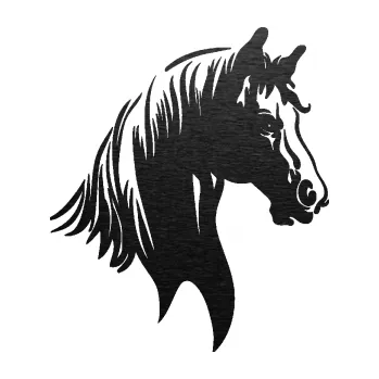 Samolepící dekorace SAMOLEPKA Kůň 066 pravá hlava s hřívou (63 - škrábaný kov černý) NA AUTO, NÁLEPKA, FÓLIE, POLEP, TUNING, VLASTNÍ TEXT, TISK, AUTOSAMOLEPKY.cz, POLEPY, OBRÁZEK, LOGO, SAMOLEPKY