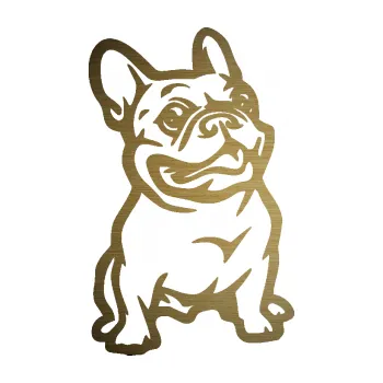 Polep vozidla SAMOLEPKA Pes 139 pravá francouzský buldoček (64 - škrábaný kov zlatý) NA AUTO, NÁLEPKA, FÓLIE, POLEP, TUNING, VLASTNÍ TEXT, TISK, AUTOSAMOLEPKY.cz, POLEPY, OBRÁZEK, LOGO, SAMOLEPKY