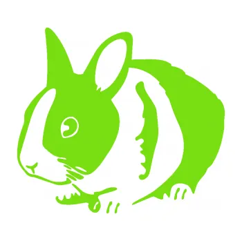 Samolepící dekorace SAMOLEPKA Králík 002 levá zakrslý králíček (04 - zelená kawasaki) NA AUTO, NÁLEPKA, FÓLIE, POLEP, TUNING, VLASTNÍ TEXT, TISK, AUTOSAMOLEPKY.cz, POLEPY, OBRÁZEK, LOGO, SAMOLEPKY