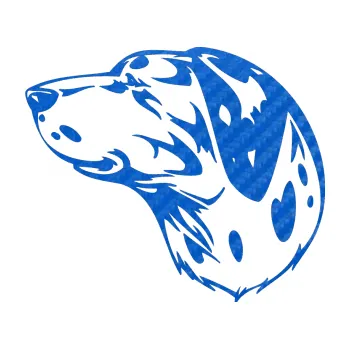 samolepka Pes 002 levá Dalmatin (57 - 3D karbon modrý) SAMOLEPKA NA AUTO, NÁLEPKA, FÓLIE, POLEP, TUNING, VLASTNÍ TEXT, TISK, AUTOSAMOLEPKY.cz, POLEPY, OBRÁZEK, LOGO, 3D STICKERS