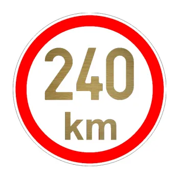 samolepka Samolepka na auto Maximální rychlost 240km - nejvyšší konstrukční rychlost (64 - škrábaný kov zlatý) NÁLEPKA, FÓLIE, POLEPY, TUNING, VLASTNÍ TEXT, TISK, AUTOSAMOLEPKY.cz, SAMOLEPKY, OBRÁZEK, LOGO, VÝROBA, PRODEJ