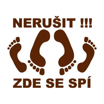 Samolepící dekorace SAMOLEPKA Interiér 012 Nerušit zde se spí (15 - hnědá) NA AUTO, NÁLEPKA, FÓLIE, POLEP, TUNING, VLASTNÍ TEXT, TISK, AUTOSAMOLEPKY.cz, POLEPY, OBRÁZEK, LOGO, SAMOLEPKY