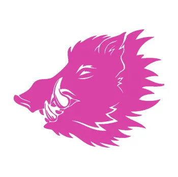 Samolepící dekorace Divoké prase 001 levá kanec hlava (16 - růžová) SAMOLEPKA NA AUTO, NÁLEPKA, FÓLIE, POLEP, TUNING, VLASTNÍ TEXT, TISK, AUTOSAMOLEPKY.cz, POLEPY, OBRÁZEK, LOGO, 3D STICKERS