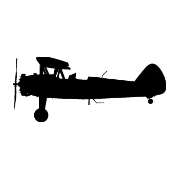 Polep vozidla SAMOLEPKA Letadlo 020 levá Boeing Stearman model 75 biplane (01 - černá) NA AUTO, NÁLEPKA, FÓLIE, POLEP, TUNING, VLASTNÍ TEXT, TISK, AUTOSAMOLEPKY.cz, POLEPY, OBRÁZEK, LOGO, SAMOLEPKY