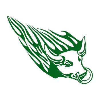 Samolepicí dekorace na vozidlo Animal flames 010 pravá býk s kruhem (20 - tmavě zelená) SAMOLEPKA NA AUTO, NÁLEPKA, FÓLIE, POLEP, TUNING, VLASTNÍ TEXT, TISK, AUTOSAMOLEPKY.cz, POLEPY, OBRÁZEK, LOGO, 3D STICKERS