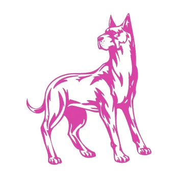 samolepka Pes 041 pravá (16 - růžová) SAMOLEPKA NA AUTO, NÁLEPKA, FÓLIE, POLEP, TUNING, VLASTNÍ TEXT, TISK, AUTOSAMOLEPKY.cz, POLEPY, OBRÁZEK, LOGO, 3D STICKERS