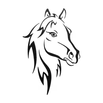 Samolepící dekorace SAMOLEPKA Kůň 030 pravá (63 - škrábaný kov černý) NA AUTO, NÁLEPKA, FÓLIE, POLEP, TUNING, VLASTNÍ TEXT, TISK, AUTOSAMOLEPKY.cz, POLEPY, OBRÁZEK, LOGO, SAMOLEPKY