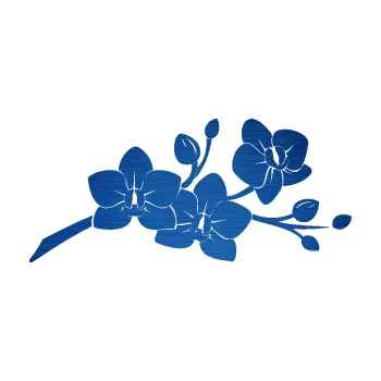 Samolepící dekorace Květina dekor 008 pravá orchidej (65 - škrábaný kov modrý) SAMOLEPKA NA AUTO, NÁLEPKA, FÓLIE, POLEP, TUNING, VLASTNÍ TEXT, TISK, AUTOSAMOLEPKY.cz, POLEPY, OBRÁZEK, LOGO, 3D STICKERS