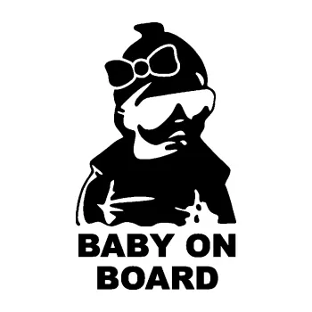 Samolepicí dekorace na vozidlo Baby on board 001 pravá s textem miminko s brýlemi a s mašlí (01 - černá) SAMOLEPKA NA AUTO, NÁLEPKA, FÓLIE, POLEP, TUNING, VLASTNÍ TEXT, TISK, AUTOSAMOLEPKY.cz, POLEPY, OBRÁZEK, LOGO, 3D STICKERS