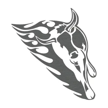 Samolepicí dekorace na vozidlo Animal flames 012 pravá býk (62 - škrábaný titan) SAMOLEPKA NA AUTO, NÁLEPKA, FÓLIE, POLEP, TUNING, VLASTNÍ TEXT, TISK, AUTOSAMOLEPKY.cz, POLEPY, OBRÁZEK, LOGO, 3D STICKERS