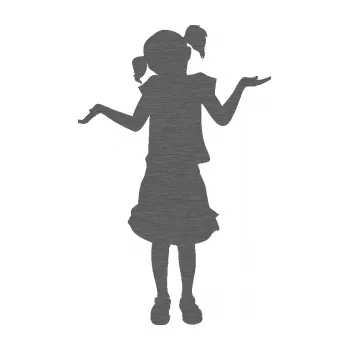 samolepka Děti silueta 001 levá holčička krčí rameny (62 - škrábaný titan) SAMOLEPKA NA AUTO, NÁLEPKA, FÓLIE, POLEP, TUNING, VLASTNÍ TEXT, TISK, AUTOSAMOLEPKY.cz, POLEPY, OBRÁZEK, LOGO, 3D STICKERS