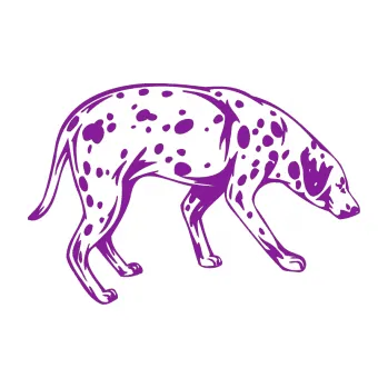 Polep vozidla SAMOLEPKA Pes 001 pravá Dalmatin (14 - fialová) NA AUTO, NÁLEPKA, FÓLIE, POLEP, TUNING, VLASTNÍ TEXT, TISK, AUTOSAMOLEPKY.cz, POLEPY, OBRÁZEK, LOGO, SAMOLEPKY