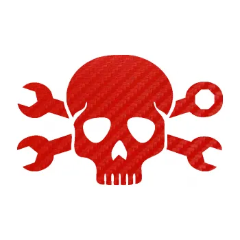 Samolepicí dekorace na vozidlo Lebka 030 pravá mechanik (53 - 3D karbon červený) SAMOLEPKA NA AUTO, NÁLEPKA, FÓLIE, POLEP, TUNING, VLASTNÍ TEXT, TISK, AUTOSAMOLEPKY.cz, POLEPY, OBRÁZEK, LOGO, 3D STICKERS