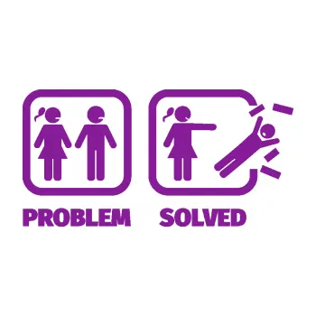 Polep vozidla SAMOLEPKA Problem? Solved 002 (14 - fialová) NA AUTO, NÁLEPKA, FÓLIE, POLEP, TUNING, VLASTNÍ TEXT, TISK, AUTOSAMOLEPKY.cz, POLEPY, OBRÁZEK, LOGO, SAMOLEPKY