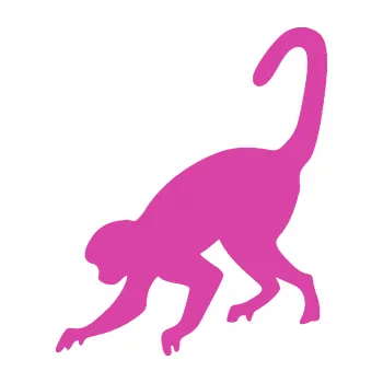 Samolepící dekorace SAMOLEPKA Opice 002 levá (16 - růžová) NA AUTO, NÁLEPKA, FÓLIE, POLEP, TUNING, VLASTNÍ TEXT, TISK, AUTOSAMOLEPKY.cz, POLEPY, OBRÁZEK, LOGO, SAMOLEPKY