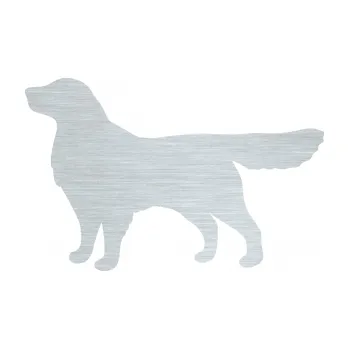 Polep vozidla SAMOLEPKA Pes 111 levá Retrívr (61 - škrábaný hliník) NA AUTO, NÁLEPKA, FÓLIE, POLEP, TUNING, VLASTNÍ TEXT, TISK, AUTOSAMOLEPKY.cz, POLEPY, OBRÁZEK, LOGO, SAMOLEPKY