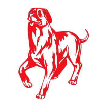 Polep vozidla SAMOLEPKA Pes 047 levá (10 - červená) NA AUTO, NÁLEPKA, FÓLIE, POLEP, TUNING, VLASTNÍ TEXT, TISK, AUTOSAMOLEPKY.cz, POLEPY, OBRÁZEK, LOGO, SAMOLEPKY