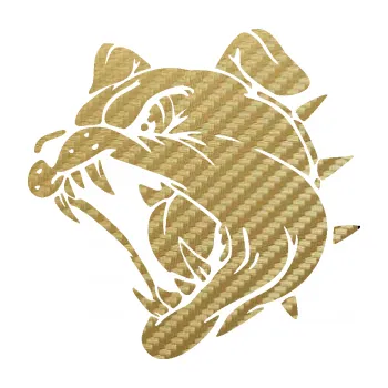 Polep vozidla SAMOLEPKA Pes 136 levá rozzuřený buldok (59 - 3D karbon zlatý) NA AUTO, NÁLEPKA, FÓLIE, POLEP, TUNING, VLASTNÍ TEXT, TISK, AUTOSAMOLEPKY.cz, POLEPY, OBRÁZEK, LOGO, SAMOLEPKY