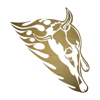 Samolepicí dekorace na vozidlo Animal flames 012 pravá býk (64 - škrábaný kov zlatý) SAMOLEPKA NA AUTO, NÁLEPKA, FÓLIE, POLEP, TUNING, VLASTNÍ TEXT, TISK, AUTOSAMOLEPKY.cz, POLEPY, OBRÁZEK, LOGO, 3D STICKERS