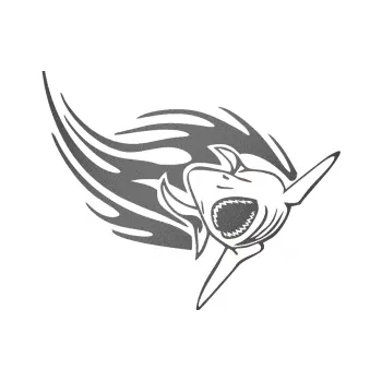 Samolepicí dekorace na vozidlo Animal flames 046 pravá žralok (41 - grafitová metalíza) SAMOLEPKA NA AUTO, NÁLEPKA, FÓLIE, POLEP, TUNING, VLASTNÍ TEXT, TISK, AUTOSAMOLEPKY.cz, POLEPY, OBRÁZEK, LOGO, 3D STICKERS