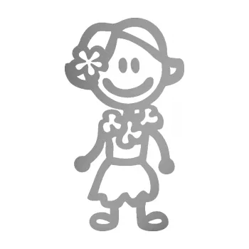 samolepka Cartoon family holka Hawaii (42 - stříbrná metalíza) SAMOLEPKA NA AUTO, NÁLEPKA, FÓLIE, POLEP, TUNING, VLASTNÍ TEXT, TISK, AUTOSAMOLEPKY.cz, POLEPY, OBRÁZEK, LOGO, 3D STICKERS