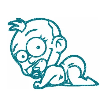 Samolepicí dekorace na vozidlo Dítě v autě 067 levá lezoucí miminko (92 - Ultra Metalic tyrkysová) SAMOLEPKA NA AUTO, NÁLEPKA, FÓLIE, POLEP, TUNING, VLASTNÍ TEXT, TISK, AUTOSAMOLEPKY.cz, POLEPY, OBRÁZEK, LOGO, 3D STICKERS