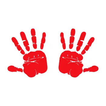 Samolepící dekorace SAMOLEPKA Otisk rukou 002 (10 - červená) NA AUTO, NÁLEPKA, FÓLIE, POLEP, TUNING, VLASTNÍ TEXT, TISK, AUTOSAMOLEPKY.cz, POLEPY, OBRÁZEK, LOGO, SAMOLEPKY