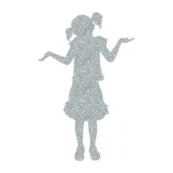samolepka Děti silueta 001 levá holčička krčí rameny (91 - Ultra Metalic stříbrná metalíza) SAMOLEPKA NA AUTO, NÁLEPKA, FÓLIE, POLEP, TUNING, VLASTNÍ TEXT, TISK, AUTOSAMOLEPKY.cz, POLEPY, OBRÁZEK, LOGO, 3D STICKERS