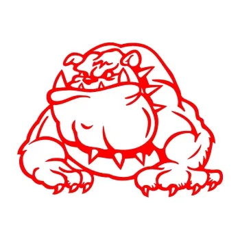 samolepka Buldog 001 levá pes (74 - Fluorescentní červená) SAMOLEPKA NA AUTO, NÁLEPKA, FÓLIE, POLEP, TUNING, VLASTNÍ TEXT, TISK, AUTOSAMOLEPKY.cz, POLEPY, OBRÁZEK, LOGO, 3D STICKERS