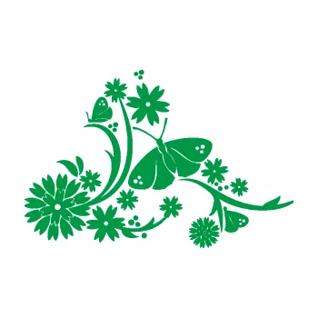 Samolepící dekorace Květina dekor 007 levá motýl s květy (12 - zelená) SAMOLEPKA NA AUTO, NÁLEPKA, FÓLIE, POLEP, TUNING, VLASTNÍ TEXT, TISK, AUTOSAMOLEPKY.cz, POLEPY, OBRÁZEK, LOGO, 3D STICKERS