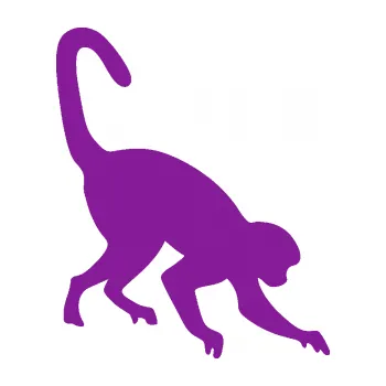 Samolepící dekorace Opice 002 pravá (14 - fialová) SAMOLEPKA NA AUTO, NÁLEPKA, FÓLIE, POLEP, TUNING, VLASTNÍ TEXT, TISK, AUTOSAMOLEPKY.cz, POLEPY, OBRÁZEK, LOGO, 3D STICKERS