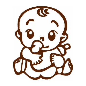 Samolepicí dekorace na vozidlo Dítě v autě 069 pravá mimčo s lahvičkou (15 - hnědá) SAMOLEPKA NA AUTO, NÁLEPKA, FÓLIE, POLEP, TUNING, VLASTNÍ TEXT, TISK, AUTOSAMOLEPKY.cz, POLEPY, OBRÁZEK, LOGO, 3D STICKERS