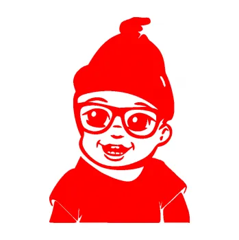 Samolepicí dekorace na vozidlo Dítě v autě 080 levá chlapeček (74 - Fluorescentní červená) SAMOLEPKA NA AUTO, NÁLEPKA, FÓLIE, POLEP, TUNING, VLASTNÍ TEXT, TISK, AUTOSAMOLEPKY.cz, POLEPY, OBRÁZEK, LOGO, 3D STICKERS