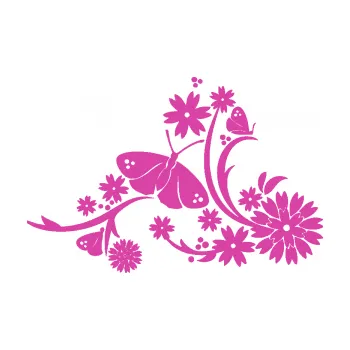 Samolepící dekorace Květina dekor 007 pravá motýl s květy (16 - růžová) SAMOLEPKA NA AUTO, NÁLEPKA, FÓLIE, POLEP, TUNING, VLASTNÍ TEXT, TISK, AUTOSAMOLEPKY.cz, POLEPY, OBRÁZEK, LOGO, 3D STICKERS