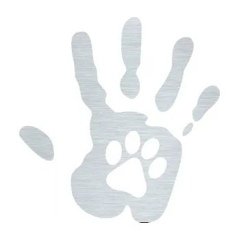 samolepka Dlaň s tlapkou pravá otisk (61 - škrábaný hliník) SAMOLEPKA NA AUTO, NÁLEPKA, FÓLIE, POLEP, TUNING, VLASTNÍ TEXT, TISK, AUTOSAMOLEPKY.cz, POLEPY, OBRÁZEK, LOGO, 3D STICKERS