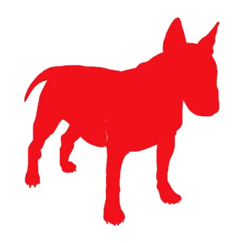 Polep vozidla SAMOLEPKA Pes 090 pravá Bulteriér (10 - červená) NA AUTO, NÁLEPKA, FÓLIE, POLEP, TUNING, VLASTNÍ TEXT, TISK, AUTOSAMOLEPKY.cz, POLEPY, OBRÁZEK, LOGO, SAMOLEPKY