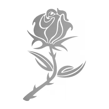 Samolepící dekorace Růže 002 pravá (42 - stříbrná metalíza) SAMOLEPKA NA AUTO, NÁLEPKA, FÓLIE, POLEP, TUNING, VLASTNÍ TEXT, TISK, AUTOSAMOLEPKY.cz, POLEPY, OBRÁZEK, LOGO, 3D STICKERS