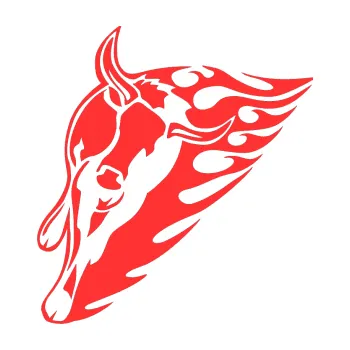 Samolepicí dekorace na vozidlo Animal flames 012 levá býk (02 - světle červená) SAMOLEPKA NA AUTO, NÁLEPKA, FÓLIE, POLEP, TUNING, VLASTNÍ TEXT, TISK, AUTOSAMOLEPKY.cz, POLEPY, OBRÁZEK, LOGO, 3D STICKERS