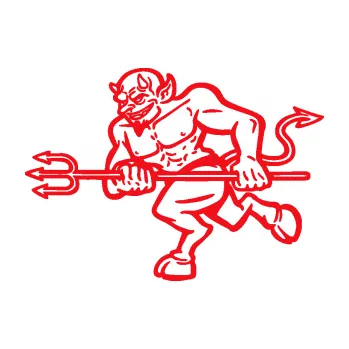 Samolepící dekorace SAMOLEPKA Čert 002 levá s vidlemi (10 - červená) NA AUTO, NÁLEPKA, FÓLIE, POLEP, TUNING, VLASTNÍ TEXT, TISK, AUTOSAMOLEPKY.cz, POLEPY, OBRÁZEK, LOGO, SAMOLEPKY