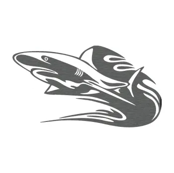 Samolepicí dekorace na vozidlo Animal flames 037 levá žralok (62 - škrábaný titan) SAMOLEPKA NA AUTO, NÁLEPKA, FÓLIE, POLEP, TUNING, VLASTNÍ TEXT, TISK, AUTOSAMOLEPKY.cz, POLEPY, OBRÁZEK, LOGO, 3D STICKERS