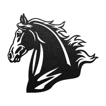 Samolepící dekorace SAMOLEPKA Kůň 058 levá hlava s hřívou (63 - škrábaný kov černý) NA AUTO, NÁLEPKA, FÓLIE, POLEP, TUNING, VLASTNÍ TEXT, TISK, AUTOSAMOLEPKY.cz, POLEPY, OBRÁZEK, LOGO, SAMOLEPKY
