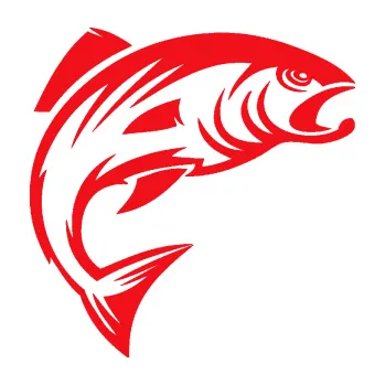 Polep vozidla SAMOLEPKA Ryba 018 pravá (10 - červená) NA AUTO, NÁLEPKA, FÓLIE, POLEP, TUNING, VLASTNÍ TEXT, TISK, AUTOSAMOLEPKY.cz, POLEPY, OBRÁZEK, LOGO, SAMOLEPKY