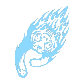 Samolepicí dekorace na vozidlo Animal flames 015 levá tygr (03 - světle modrá) SAMOLEPKA NA AUTO, NÁLEPKA, FÓLIE, POLEP, TUNING, VLASTNÍ TEXT, TISK, AUTOSAMOLEPKY.cz, POLEPY, OBRÁZEK, LOGO, 3D STICKERS