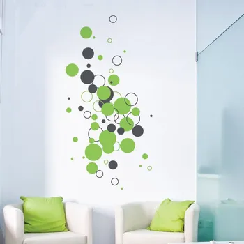 Samolepící dekorace FUGU Samolepky na zeď-Bubliny a bublinky Barva: tmavě šedá 073, Druhá barva: tyrkysová 695, Rozměr: 61 x kruh 2-17 cm