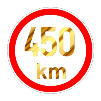 samolepka Maximální rychlost 450km - nejvyšší konstrukční rychlost (81 - chrom fólie zlatá zrcadlová) SAMOLEPKA NA AUTO, NÁLEPKA, FÓLIE, POLEP, TUNING, VLASTNÍ TEXT, TISK, AUTOSAMOLEPKY.cz, POLEPY, OBRÁZEK, LOGO, 3D STICKERS