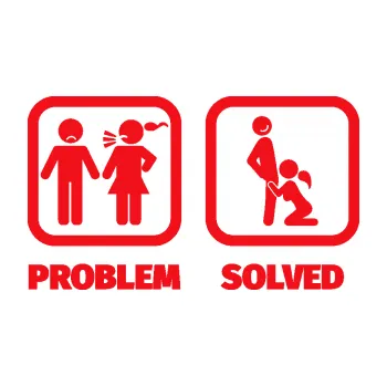 Polep vozidla SAMOLEPKA Problem? Solved 003 (10 - červená) NA AUTO, NÁLEPKA, FÓLIE, POLEP, TUNING, VLASTNÍ TEXT, TISK, AUTOSAMOLEPKY.cz, POLEPY, OBRÁZEK, LOGO, SAMOLEPKY